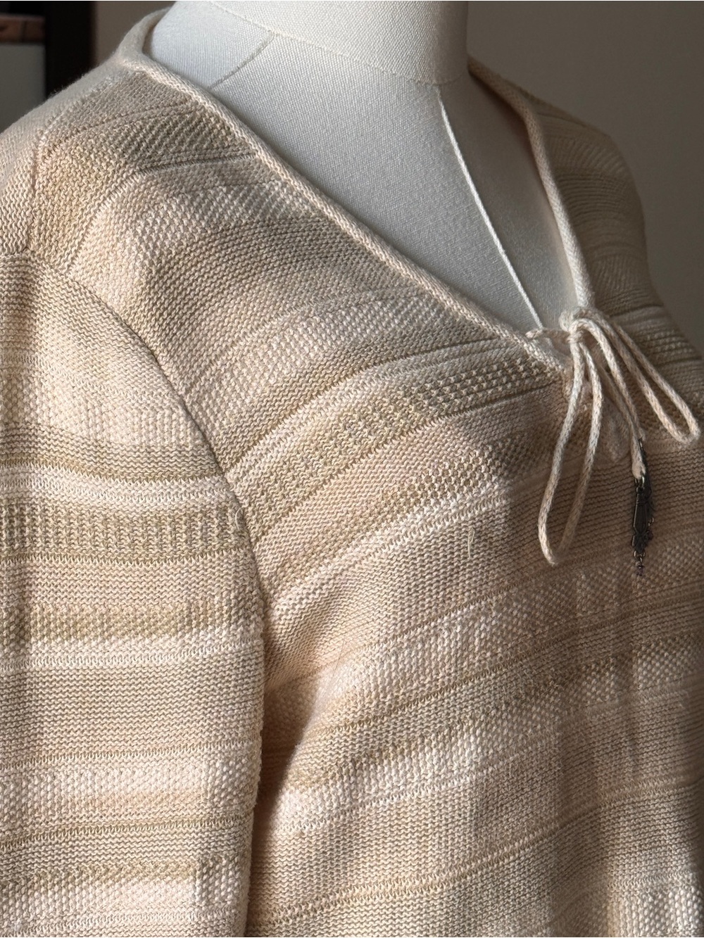 Lauren Ralph Lauren Beige and Cream Striped Knit Top - Picture 6 of 10